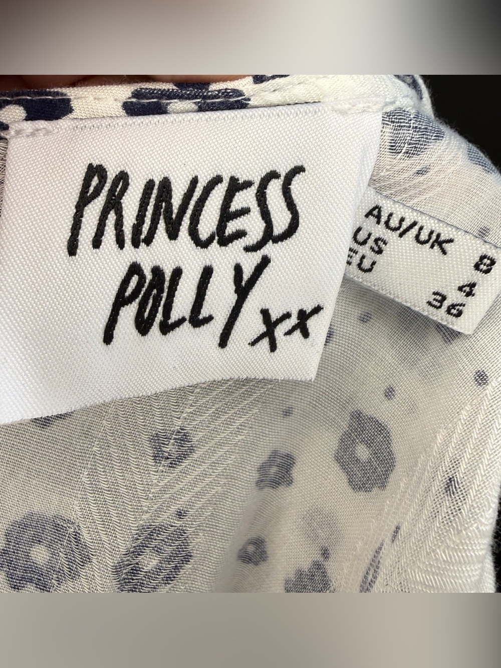 Princess Polly White Dress with Navy Floral Print - Picture 3 of 3